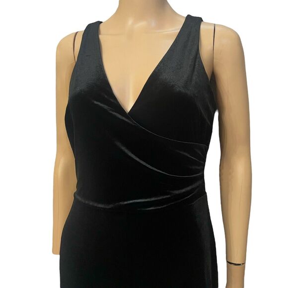 Banana Republic Velvet Jumpsuit Black Wide Leg Party Holiday Classic Ruched - Picture 2 of 10